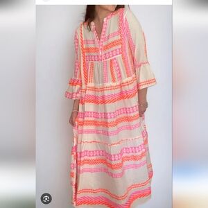 Vibrant Pink and Orange Women's Dress